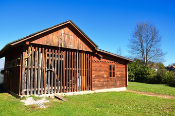 Obraz premium Wooden shed in some rural area of Croatia. 