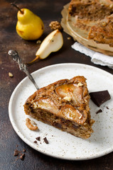 Pear pie with walnuts and chocolate chips