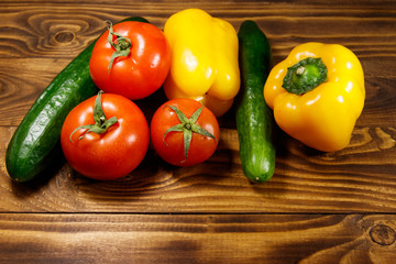 Heap of fresh vegetables on the kitchen table