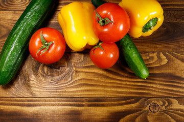 Heap of fresh vegetables on the kitchen table