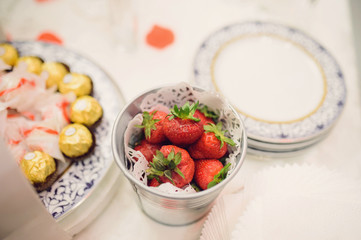 Metal Vase with Strawberry