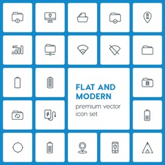 Modern Simple Set of location, folder, mobile Vector outline Icons. ..Contains such Icons as  pin,  data,  lighthouse,  folder,  arrow,  map and more on dark background. Fully Editable. Pixel Perfect