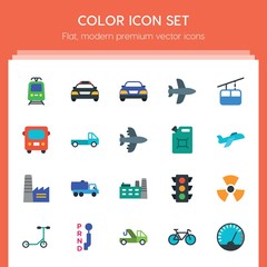 Modern Simple Set of transports, industry Vector flat Icons. ..Contains such Icons as  truck, transportation,  blue,  travel,  transmission and more on red background. Fully Editable. Pixel Perfect..