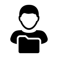 Folder Icon Vector With Person Personal Folder of User Profile Information Avatar in Glyph Pictogram illustration
