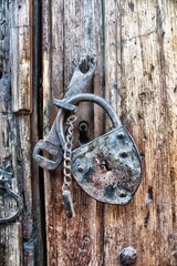 Old Door and Padlock