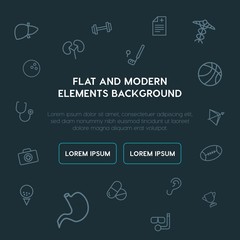 Naklejka premium health, sports outline vector icons and elements background concept on dark background...Multipurpose use on websites, presentations, brochures and more..