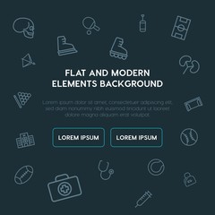 health, sports outline vector icons and elements background concept on dark background...Multipurpose use on websites, presentations, brochures and more..