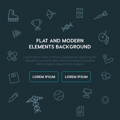 health, sports outline vector icons and elements background concept on dark background...Multipurpose use on websites, presentations, brochures and more..
