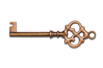 Antique Key Isolated On White Background