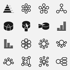 Set of graphs and diagram vector icons.