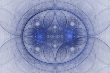 Abstract fantasy colorful ornament - fractal,  Fractal shapes blue fantasy pattern 