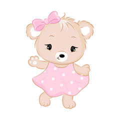 Cute bear in dress in modern flat style. Vector.