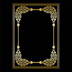 Gold Photo Frame on Black Background