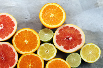 Fototapeta na wymiar Citrus fruits with orange, lemon, grapefruit and lime