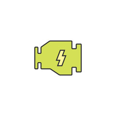 Car electric motor, drive icon outline, linear, editable stroke vector object