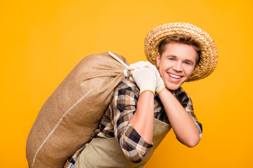 Straw headwear package bag  healthy business businessman crop bio people labor person strength...