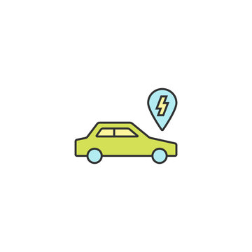Electric car conceptual icon