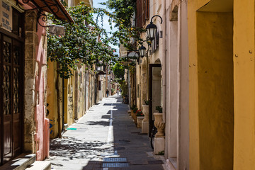 Fototapeta na wymiar Street in old town in Rethymnon. Crete. Greece