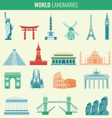 Fototapeta premium Famous World Landmarks. Travel and Tourism concept. Vector