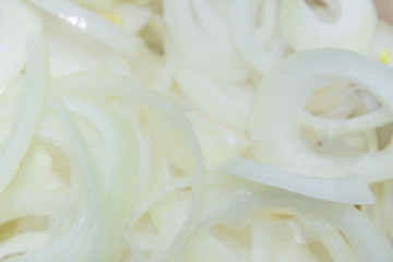 Chopped onion rings lies on the Board