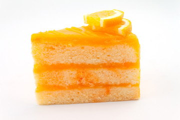 orange cake isolated on white background