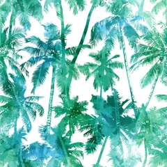 Foto auf Acrylglas Aquarell Natur nahtloses Palmenmuster