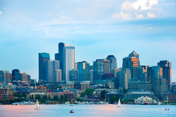 Fototapeta premium Lake Union and Downtown, Seattle, Washington State, USA