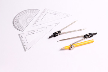 Geometry equipment on white background