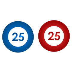 casino chip flat icon. number 25