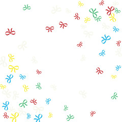 Festive Background with Colorful Bows. Delicate Pattern for Postcard, Print, Banner or Poster. Little Pretty Bows For Party Decoration, Wedding, Birthday or Anniversary Invitation. Vector