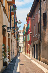 Beautiful narrow street in Verona, Northern Italy