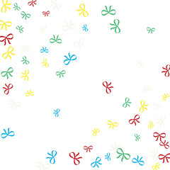 Festive Background with Colorful Bows. Delicate Pattern for Postcard, Print, Banner or Poster. Little Pretty Bows For Party Decoration, Wedding, Birthday or Anniversary Invitation. Vector