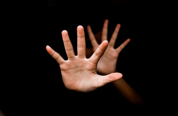 Stop abusing girl violence. child bondage in angle image blur , Human Rights Day concept.