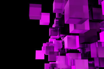 Abstract composition from 3d cubes with shadows. 3d rendering.