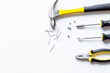 Tools for repairing top view on white background