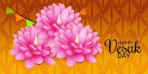 Vesak Day with Pink Lotus Flower.