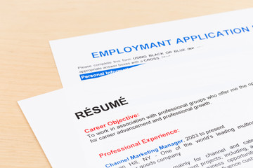 Resume and employment application form