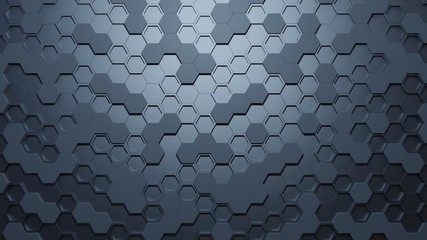 Hexagon abstract dark background. 3d rendering