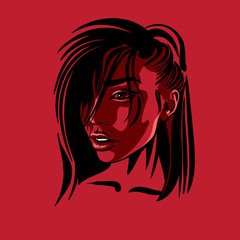 Beautiful girl portrait. Illustration.