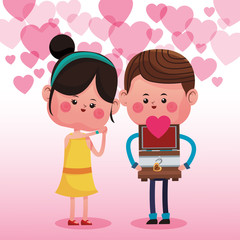 Cute couple in love cartoons vector illustration graphic design