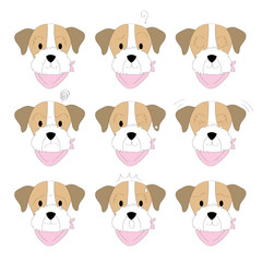 Actions cartoon cute Long Jack Russell Terrier dog vector.