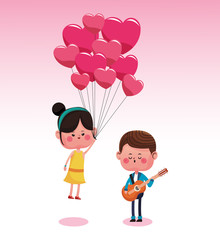 Cute couple in love cartoons vector illustration graphic design