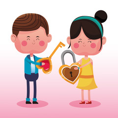 Cute couple in love cartoons vector illustration graphic design