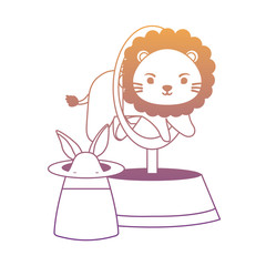 circus lion and magic hat over white background, colorful design. vector illustration