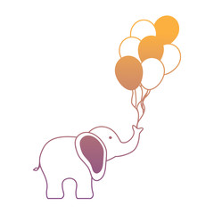cute elephant with balloons over white background, colorful design. vector illustration