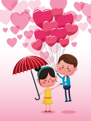 Cute couple in love cartoons vector illustration graphic design