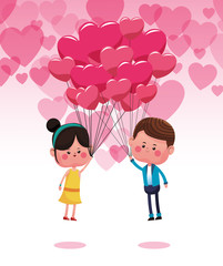 Cute couple in love cartoons vector illustration graphic design