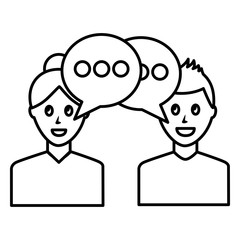 couple with speech bubbles vector illustration design
