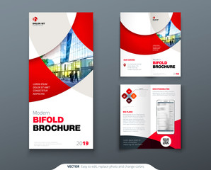 Bi fold brochure or flyer design with circle. Creative concept flyer or brochure.