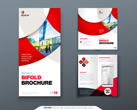 Bi fold brochure or flyer design with circle. Creative concept flyer or brochure.